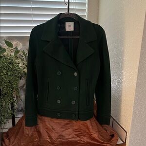 Cabi Women's Dark Green Double Breasted Pea Coat. Size M.